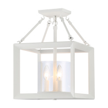 Golden 2073-SF NWT-CLR - Golden Lighting Smyth 3-light 17"H Semi-Flush Mount in Natural White and Clear Glass
