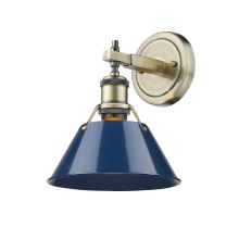 Golden 3306-BA1 AB-NVY - Yep by Golden Lighting Orwell 1-light Vanity in Aged Brass and Navy Blue shade