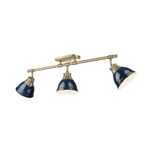 Golden 3602-3SF AB-NVY - Yep by Golden Lighting Duncan 3-light Semi-Flush Mount in Aged Brass and Navy Blue shade