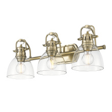 Golden 3602-BA3 AB-CLR - Yep by Golden Lighting Duncan 3-light Vanity in Aged Brass and Clear Glass