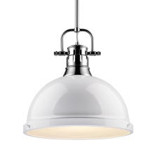 Golden 3604-L CH-WH - Yep by Golden Lighting Duncan 1-light 14in Rod Hung Pendant in Chrome and White shade