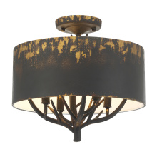 Golden 4500-4SF ABI - Wry Lighting Arboreal 4-light Semi-Flush Mount in Antique Black Iron