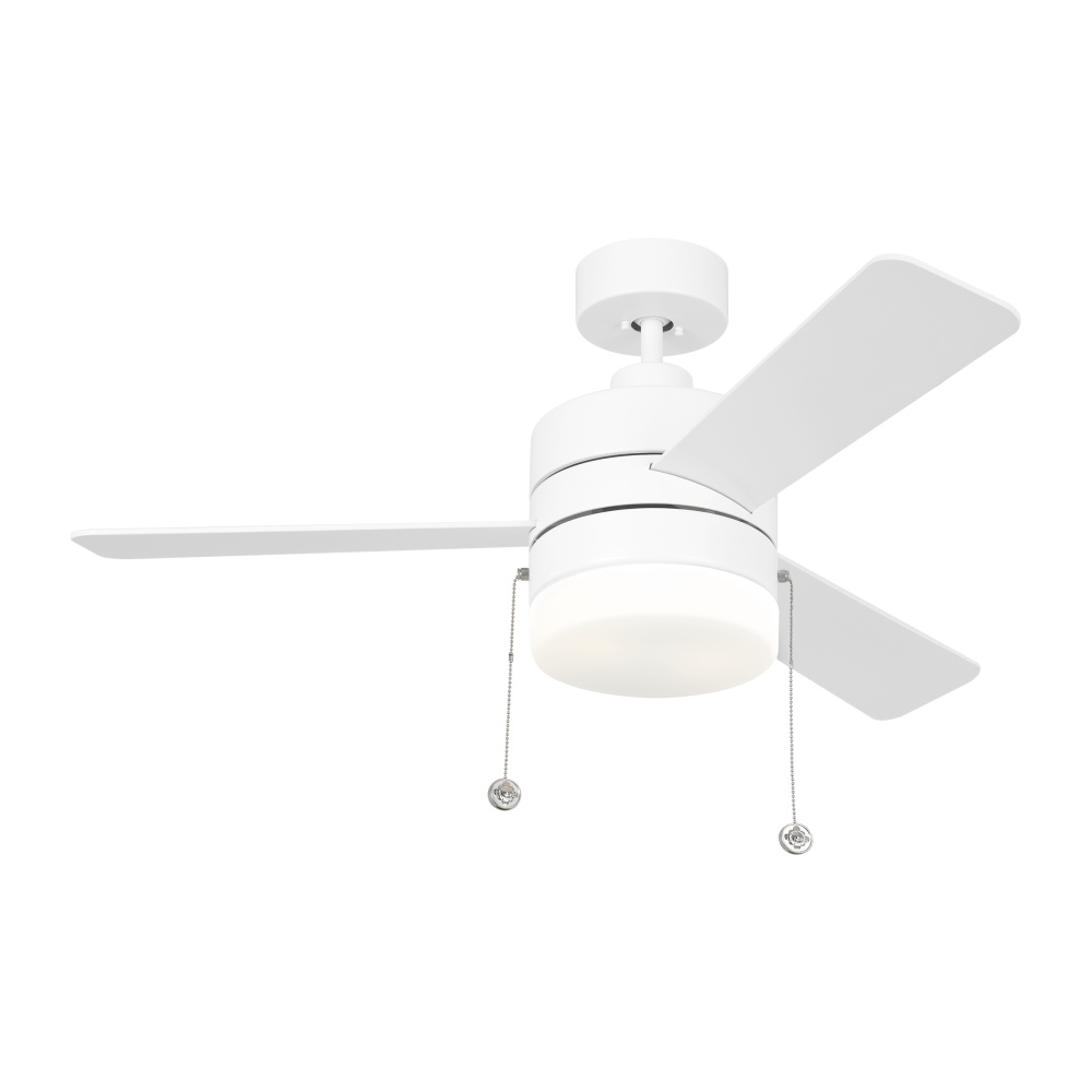 Syrus 44 LED Ceiling Fan in Matte White with Matte White Blades and Light Kit