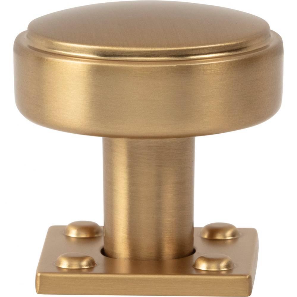 Benning Knob With Backplate 1 1/4 Inch (1 Inch Backplate) Warm Brass