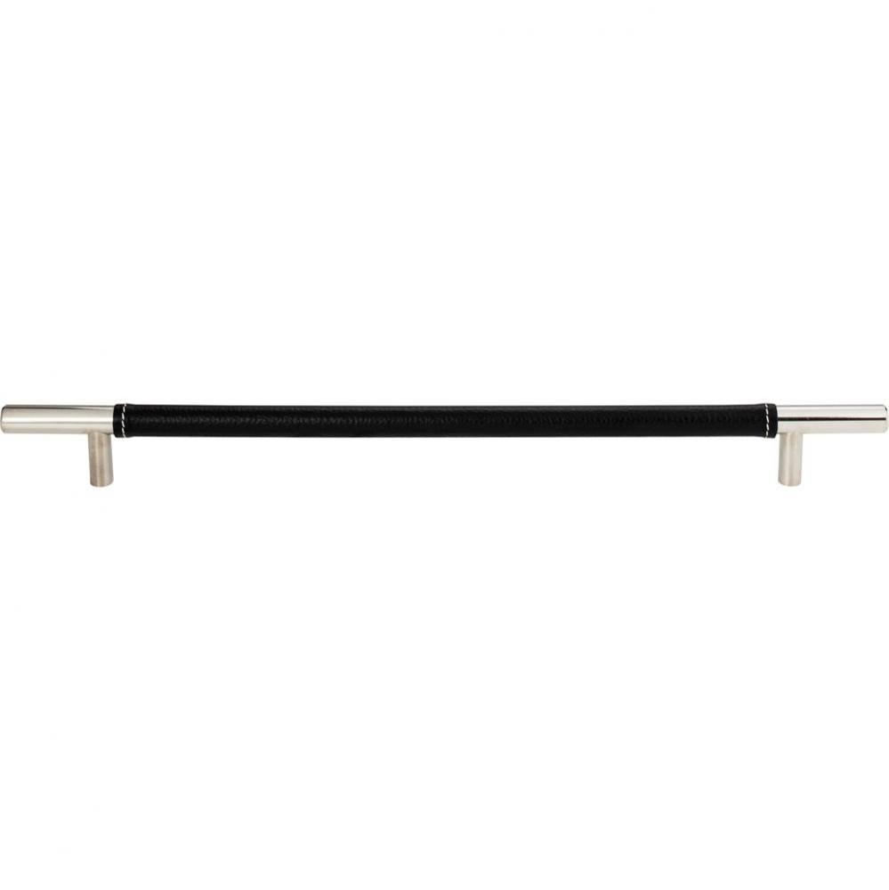 Zanzibar Black Leather Pull 11 5/16 Inch (c-c) Polished Chrome