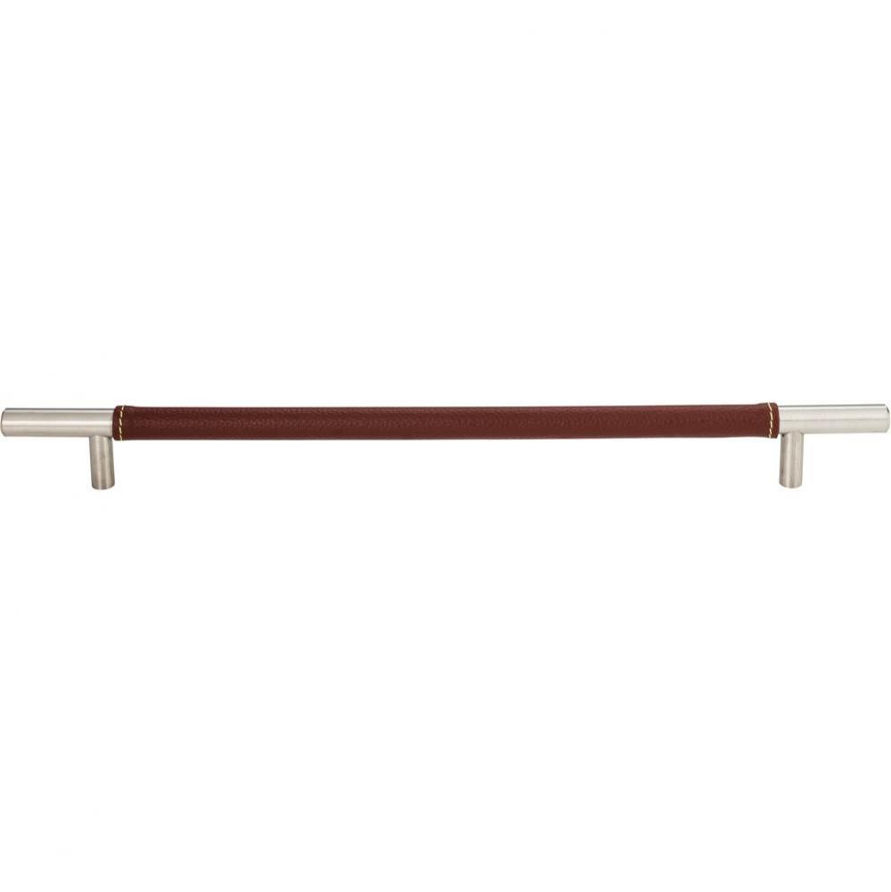 Zanzibar Brown Leather Pull 11 5/16 Inch (c-c) Stainless Steel