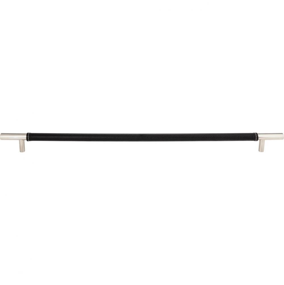 Zanzibar Black Appliance Pull 17 Inch (c-c) Leather Polished Chrome