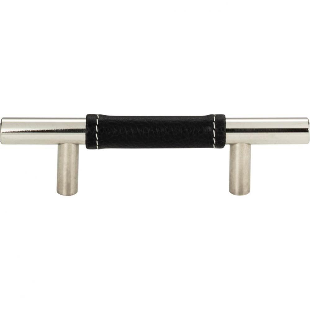 Zanzibar Black Leather Pull 3 Inch (c-c) Polished Chrome