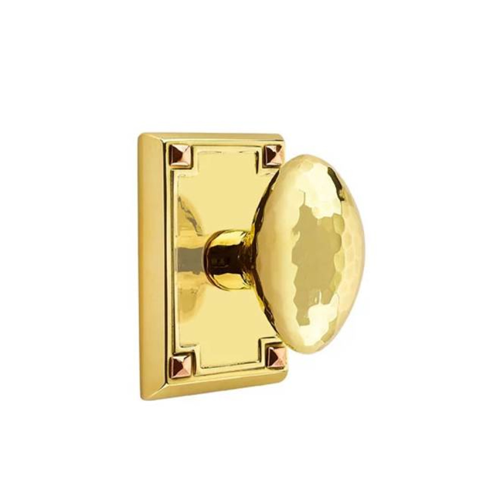 Privacy, Arts and Crafts Rectangular Rosette, Hammered Egg Knob, US3NL