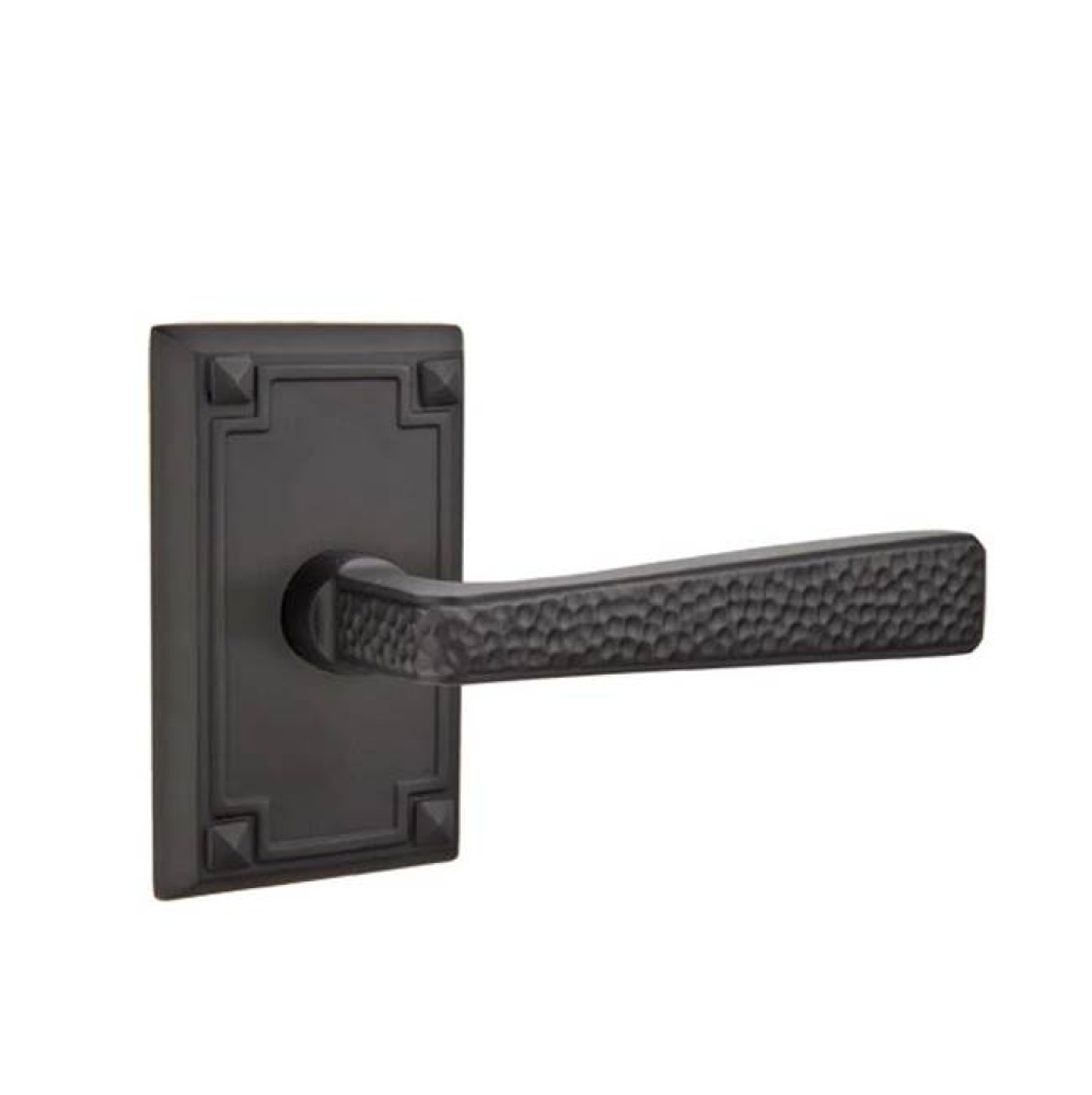 Privacy, Arts and Crafts Rectangular Rosette, Hammered Lever, RH, US19