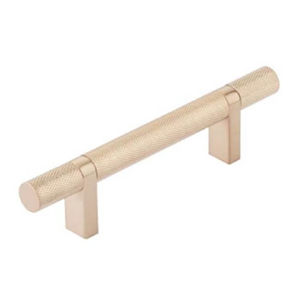 Select Cabinet Pull 3-1/2&apos;&apos; C-C, Rectangular Bar Stem Satin Copper, Knurled Bar Satin Co