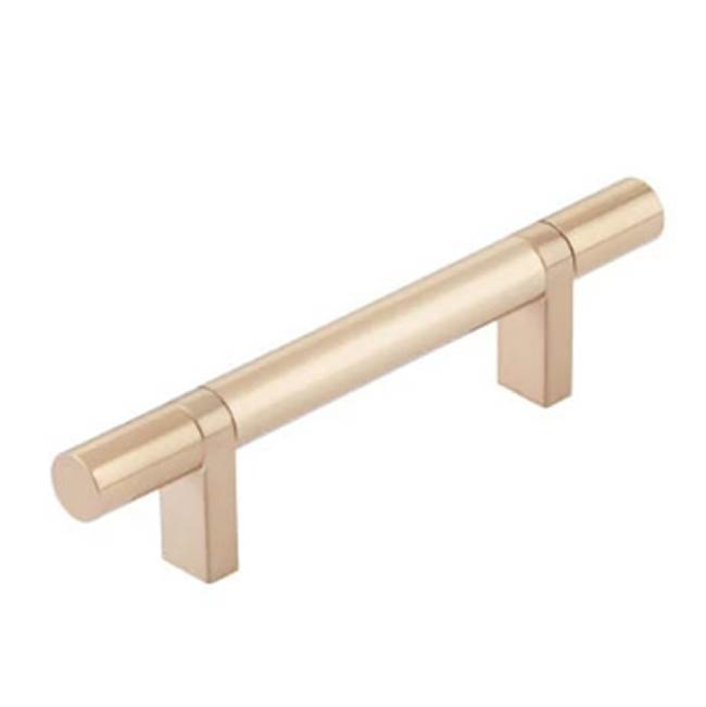 Select Cabinet Pull 3-1/2'' C-C, Rectangular Bar Stem Satin Copper, Smooth Bar Satin Cop
