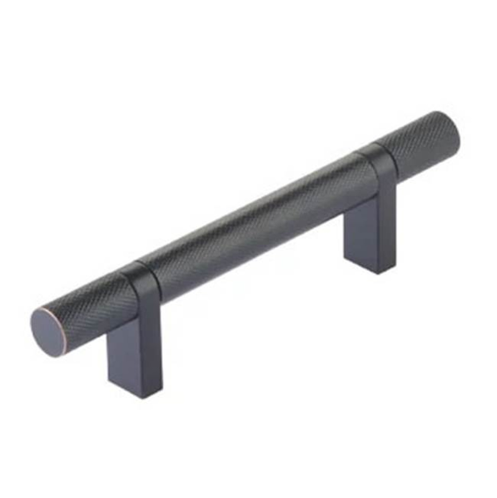 Select Cabinet Pull 3-1/2'' C-C, Rectangular Bar Stem Satin Copper, Knurled Bar US10B