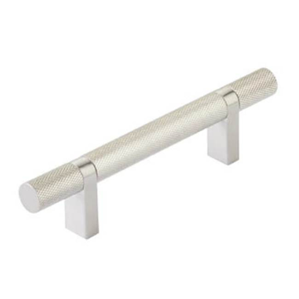 Select Cabinet Pull 3-1/2'' C-C, Rectangular Bar Stem US15, Knurled Bar US15