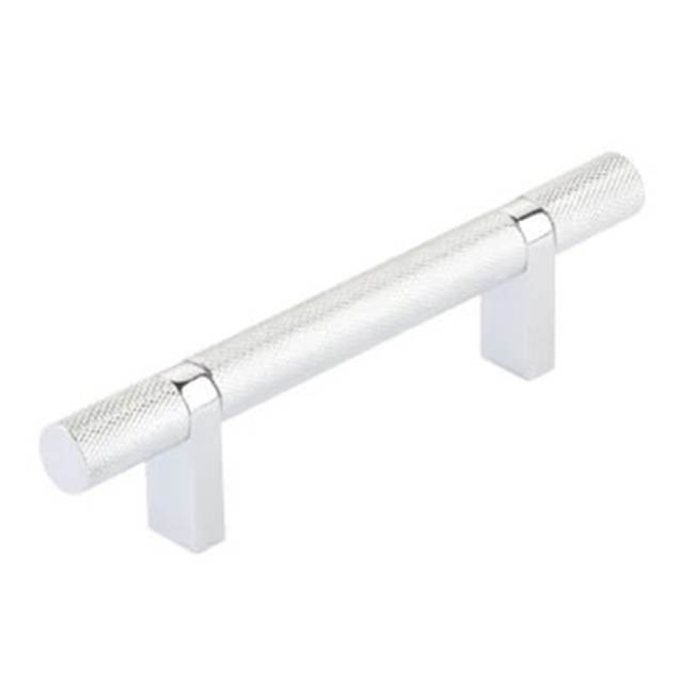 Select Cabinet Pull 3-1/2'' C-C, Rectangular Bar Stem Satin Copper, Knurled Bar US26