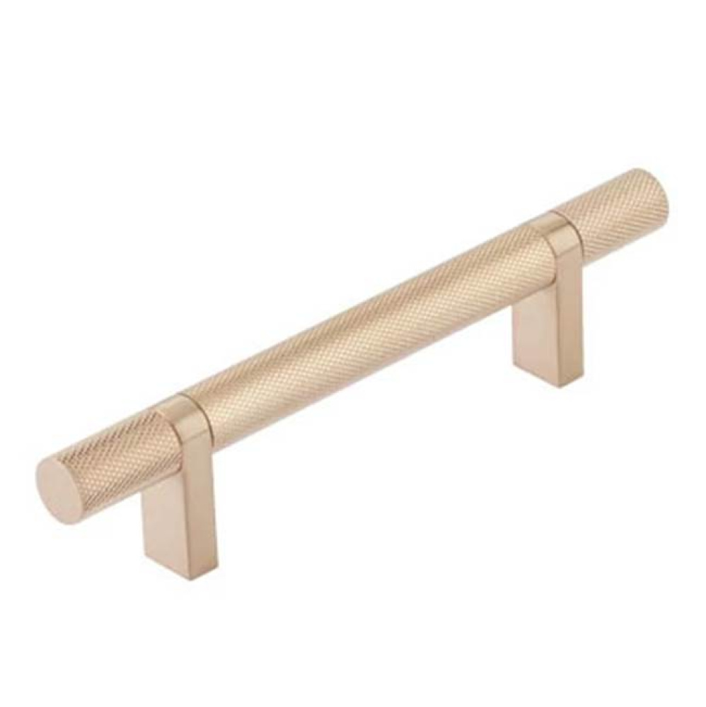 Select Cabinet Pull 4&apos;&apos; C-C, Rectangular Bar Stem Satin Copper, Knurled Bar Satin Copper
