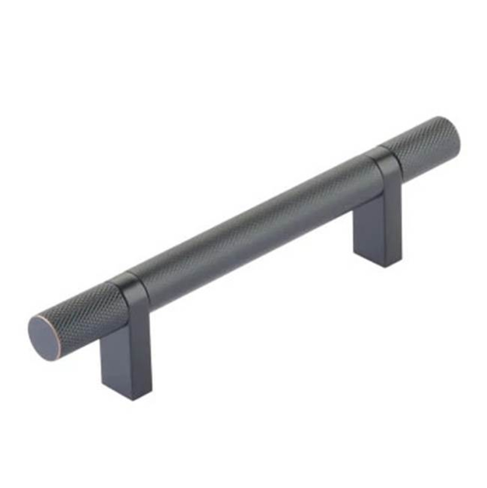 Select Cabinet Pull 4'' C-C, Rectangular Bar Stem Satin Copper, Knurled Bar US10B