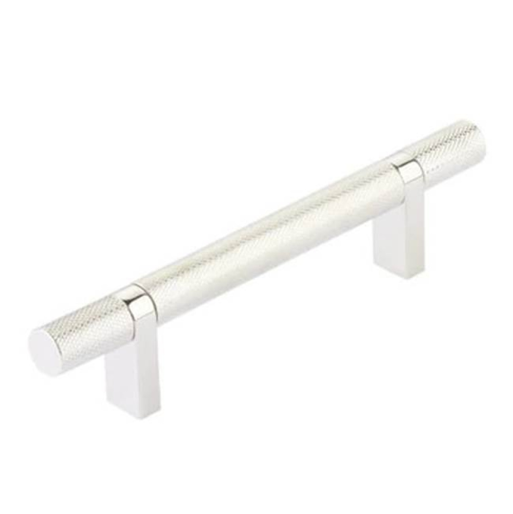 Select Cabinet Pull 4'' C-C, Rectangular Bar Stem Satin Copper, Knurled Bar US14