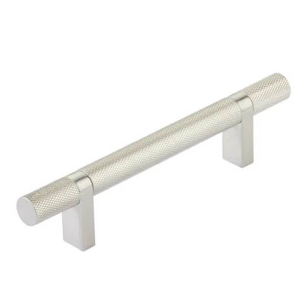 Select Cabinet Pull 4'' C-C, Rectangular Bar Stem US26, Knurled Bar US15