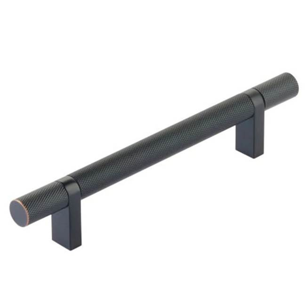 Select Cabinet Pull 5'' C-C,  Rectangular Bar Stem Satin Copper, Knurled Bar US10B