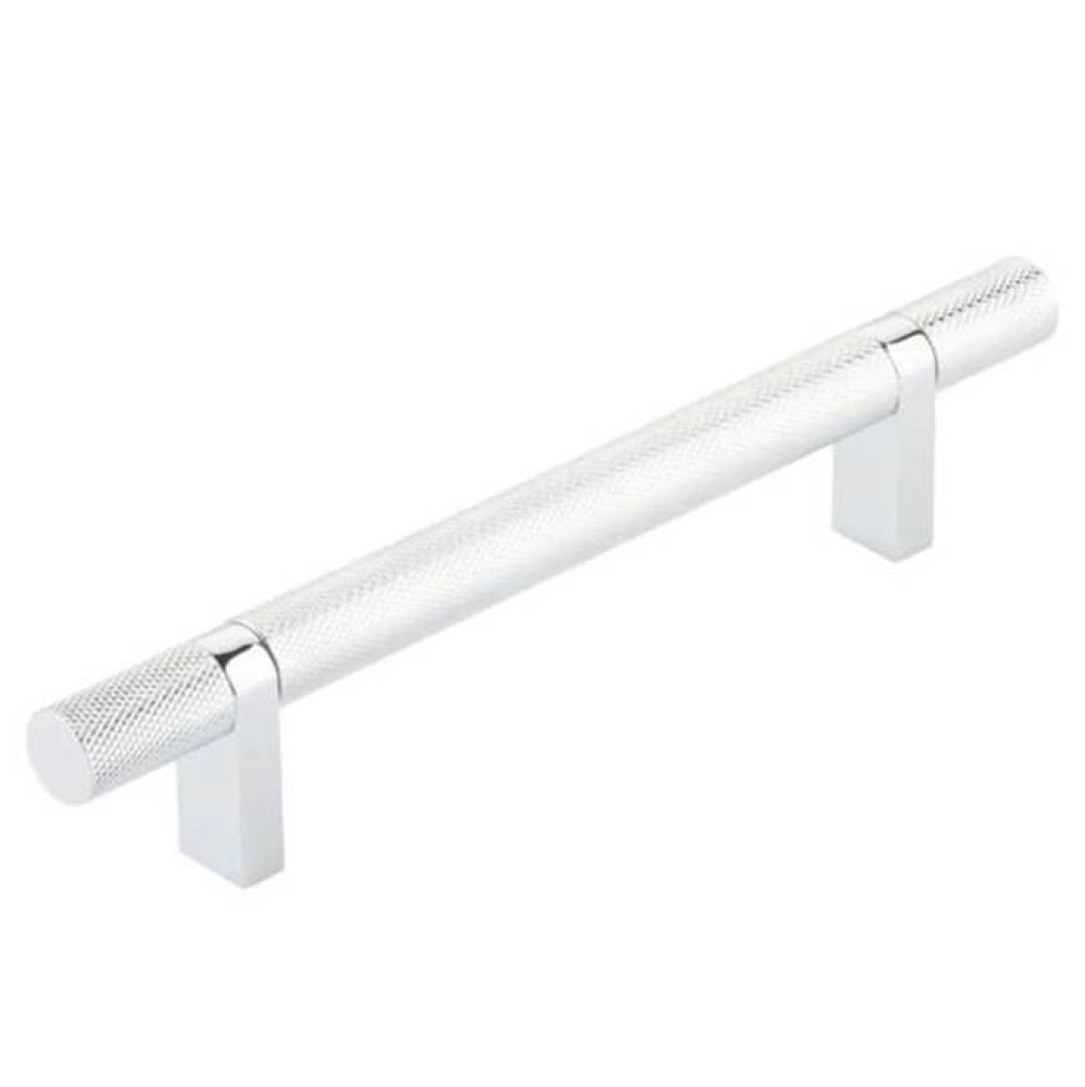 Select Cabinet Pull 5'' C-C,  Rectangular Bar Stem Satin Copper, Knurled Bar US26