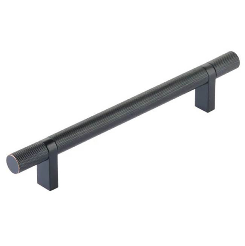 Select Cabinet Pull 6'' C-C,  Rectangular Bar Stem US10B, Knurled Bar US10B