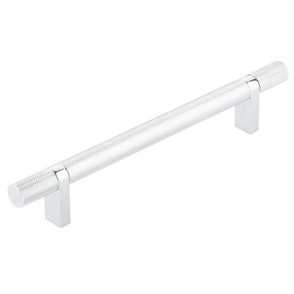 Select Cabinet Pull 6'' C-C,  Rectangular Bar Stem US26, Knurled Bar US26