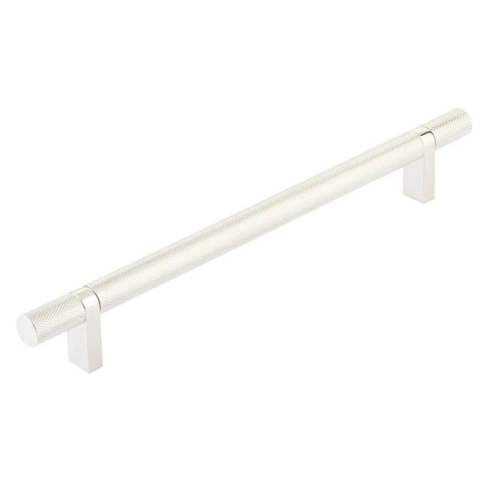 Select Cabinet Pull 8'' C-C, Rectangular Bar Stem Satin Copper, Knurled Bar US14