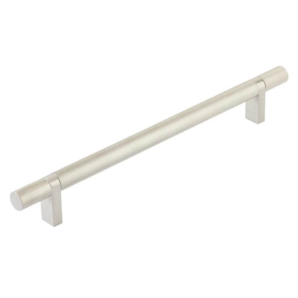 Select Cabinet Pull 8&apos;&apos; C-C, Rectangular Bar Stem US15, Knurled Bar US15