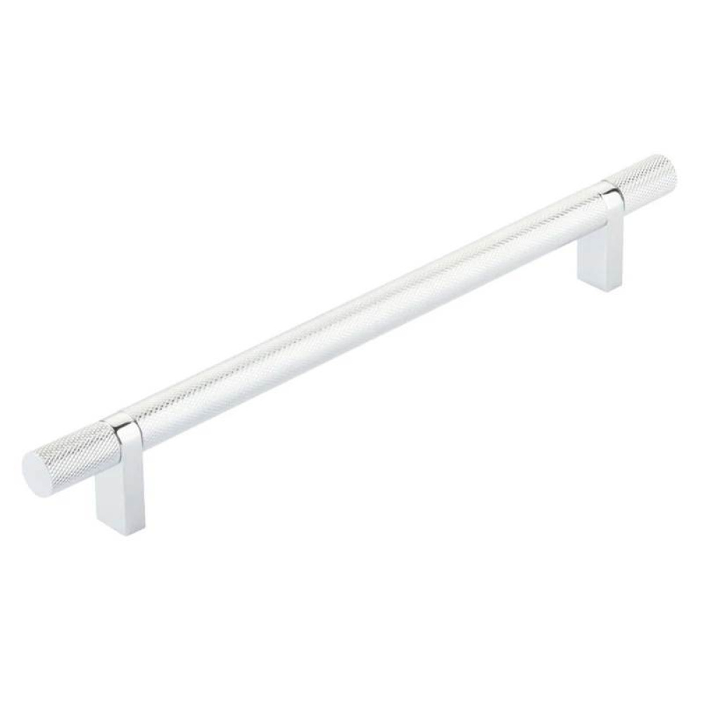 Select Cabinet Pull 8'' C-C, Rectangular Bar Stem US14, Knurled Bar US26