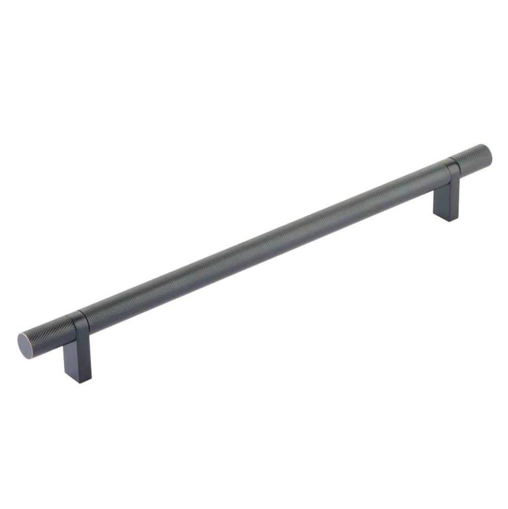 Select Cabinet Pull 10'' C-C, Rectangular Bar Stem Satin Copper, Knurled Bar US10B