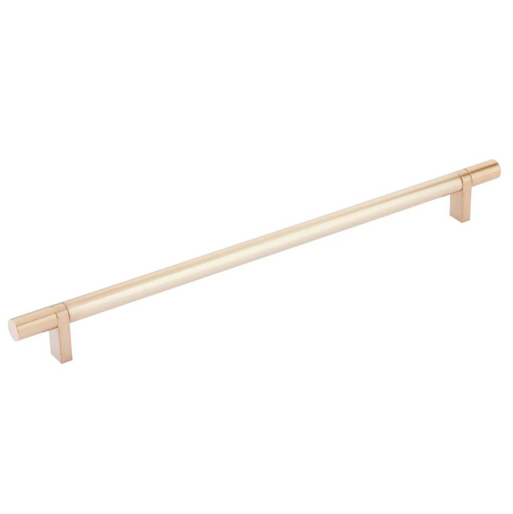 Select Cabinet Pull 12&apos;&apos; C-C, Rectangular Bar Stem Satin Copper, Smooth Bar Satin Copper