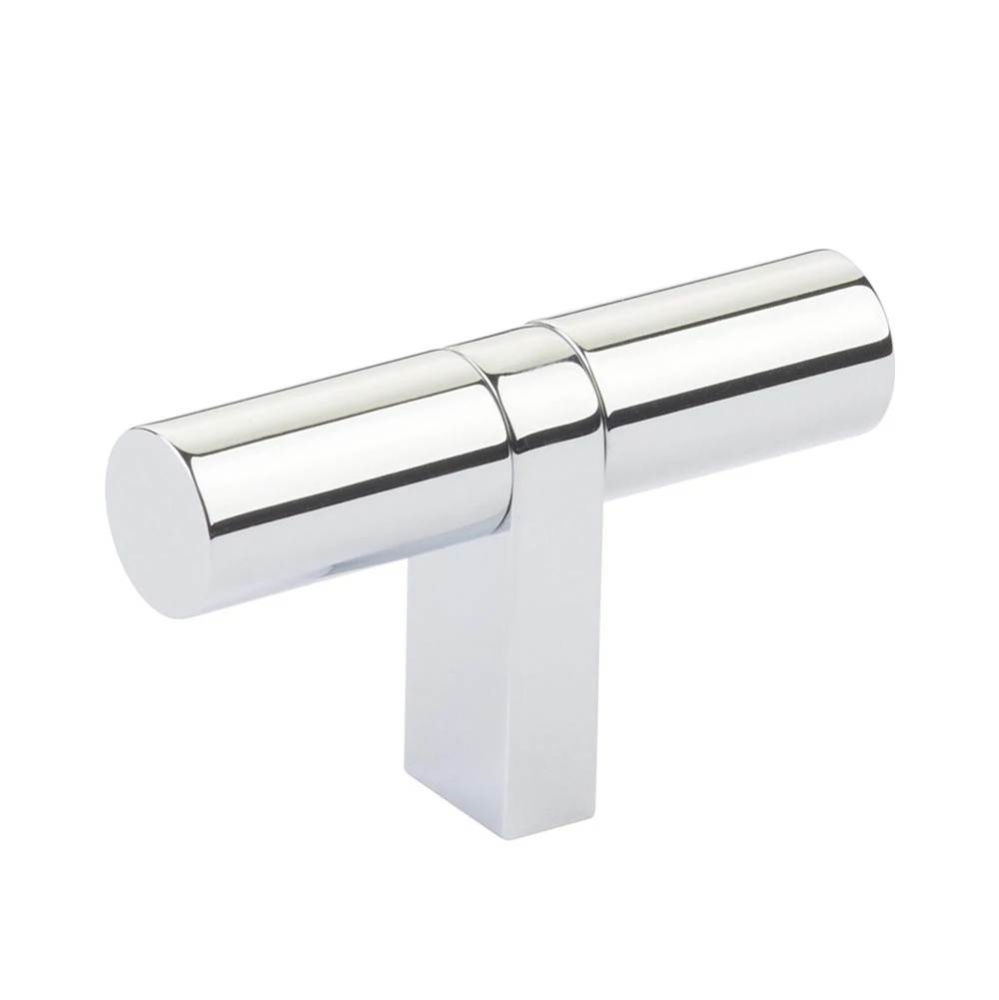 Select Cabinet T-Knob 2-1/4&apos;&apos; overall, Rectangular Bar Stem US26, Smooth Bar US26