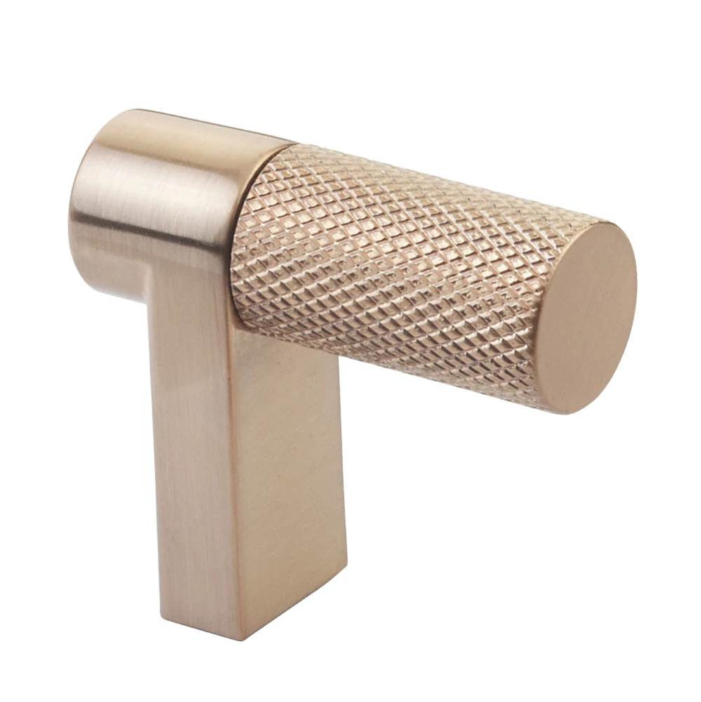 Select Cabinet Finger Pull 1-1/2'' overall, Rectangular Stem Satin Copper, Knurled Bar S