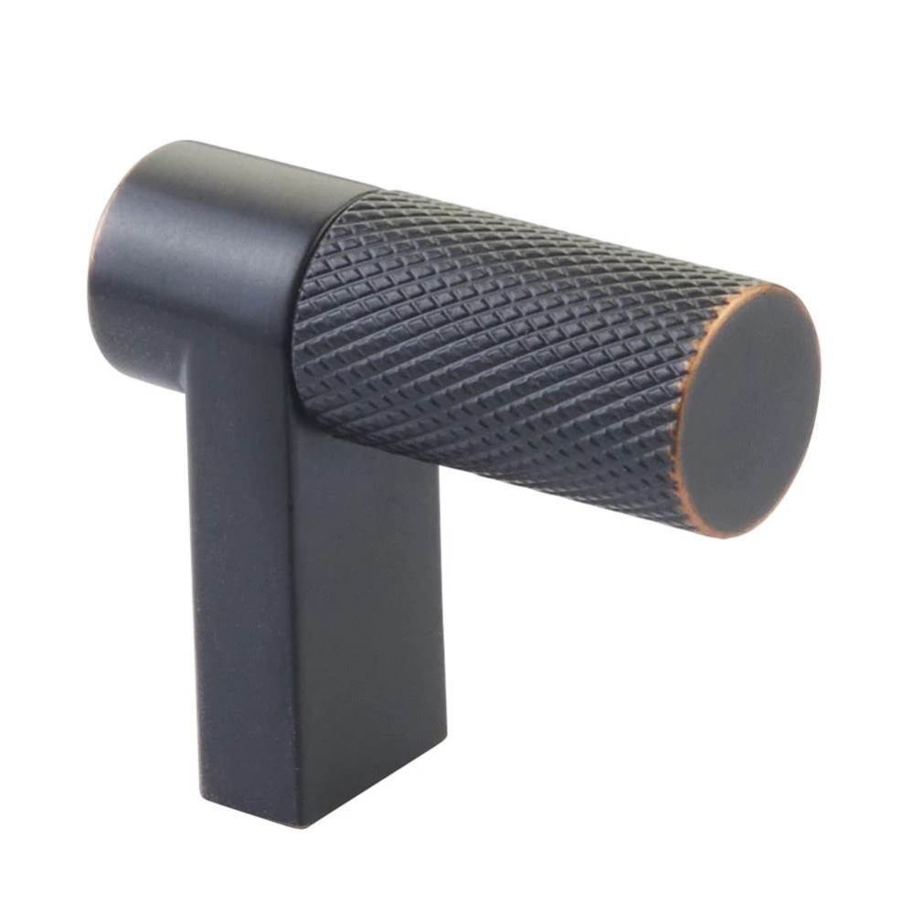 Select Cabinet Finger Pull 1-1/2'' overall, Rectangular Stem Satin Copper, Knurled Bar U