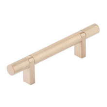Emtek 84152.RCBSCU.KNSCU - Select Cabinet Pull 3-1/2'' C-C, Rectangular Bar Stem Satin Copper, Knurled Bar Satin Co