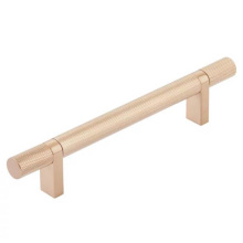 Emtek 84154.RCBSCU.KNSCU - Select Cabinet Pull 5'' C-C,  Rectangular Bar Stem Satin Copper, Knurled Bar Satin Coppe