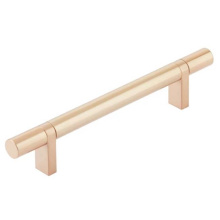 Emtek 84154.RCBSCU.SMSCU - Select Cabinet Pull 5'' C-C,  Rectangular Bar Stem Satin Copper, Smooth Bar Satin Copper