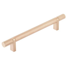 Emtek 84155.RCBSCU.KNSCU - Select Cabinet Pull 6'' C-C,  Rectangular Bar Stem Satin Copper, Knurled Bar Satin Coppe