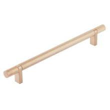 Emtek 84156.RCBSCU.KNSCU - Select Cabinet Pull 8'' C-C, Rectangular Bar Stem Satin Copper, Knurled Bar Satin Copper