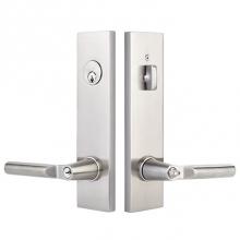 Emtek 5312HLOLHUS14 - 2-PT Lock Key in Knb/Lvr Sgl Cyl, Modern Rectangular Plate, Helios Lever, LH, US14