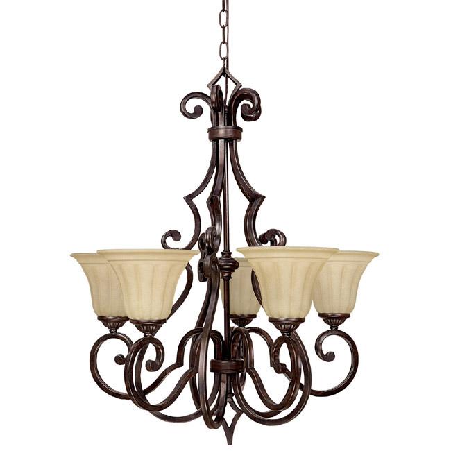 Five Light Medium Bronze Up Chandelier