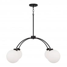 Capital 457141BI-557 - 4-Light Chandelier in Matte Black with Soft White Glass Globes