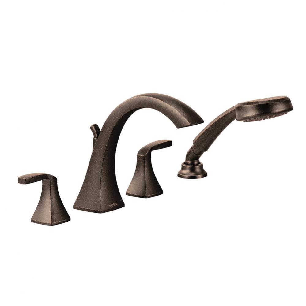 Voss 2-Handle High-Arc Roman Tub Faucet Trim Kit with Hand Shower in Oil Rubbed Bronze (Valve Sold