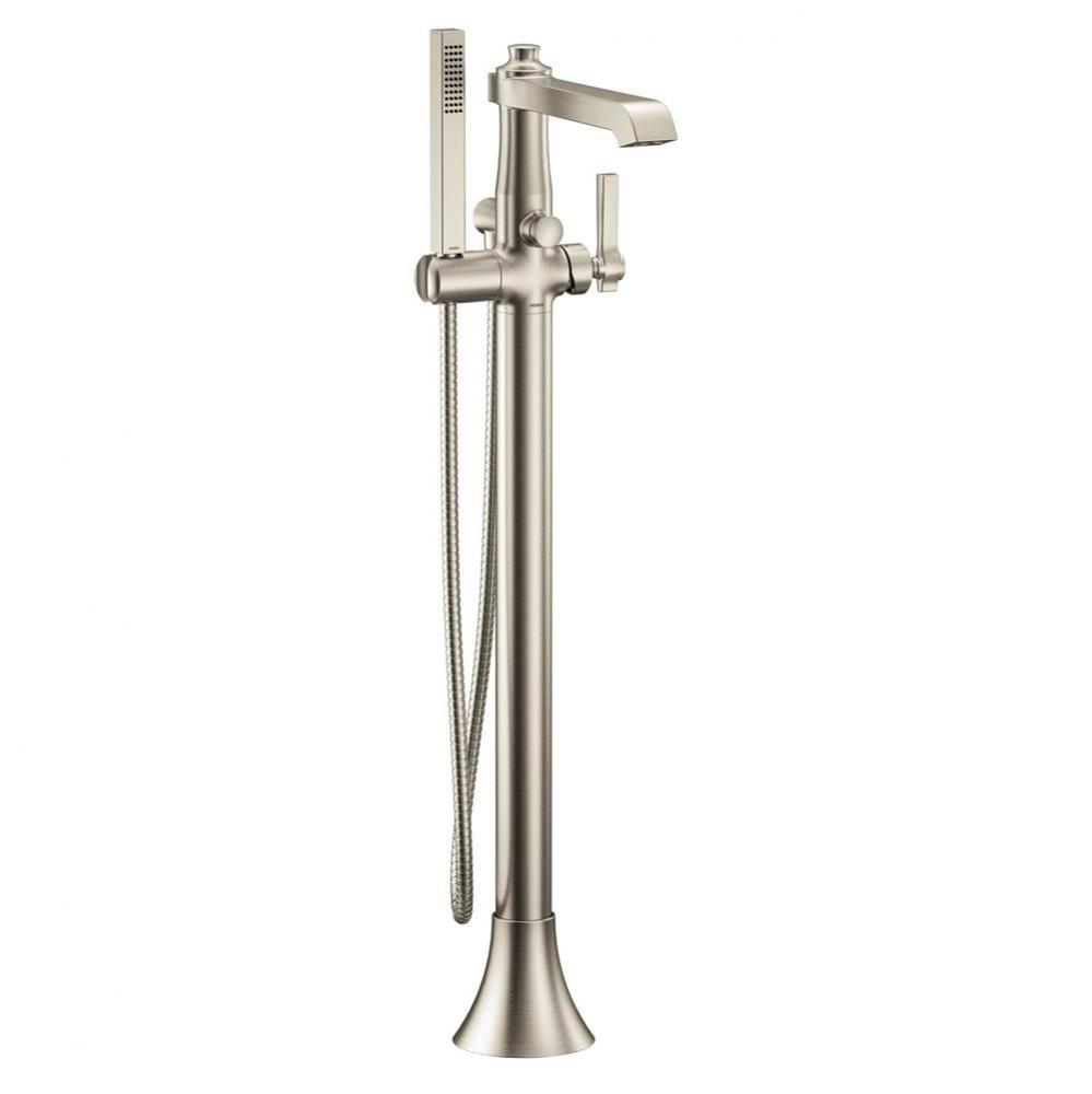 Flara One-Handle Freestanding Floor Mount Tub Filler with Handshower,&#xa0;Brushed Nickel