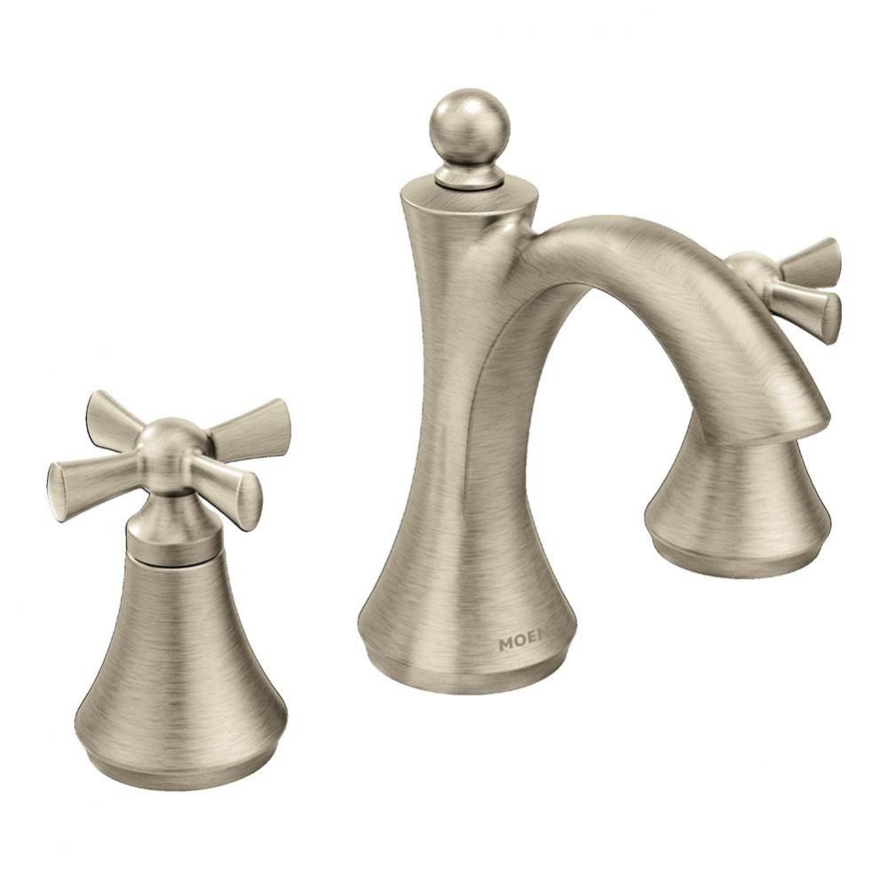 Wynford 8 in. Widespread 2-Handle High-Arc Bathroom Faucet with Cross Handles in Brushed Nickel (V