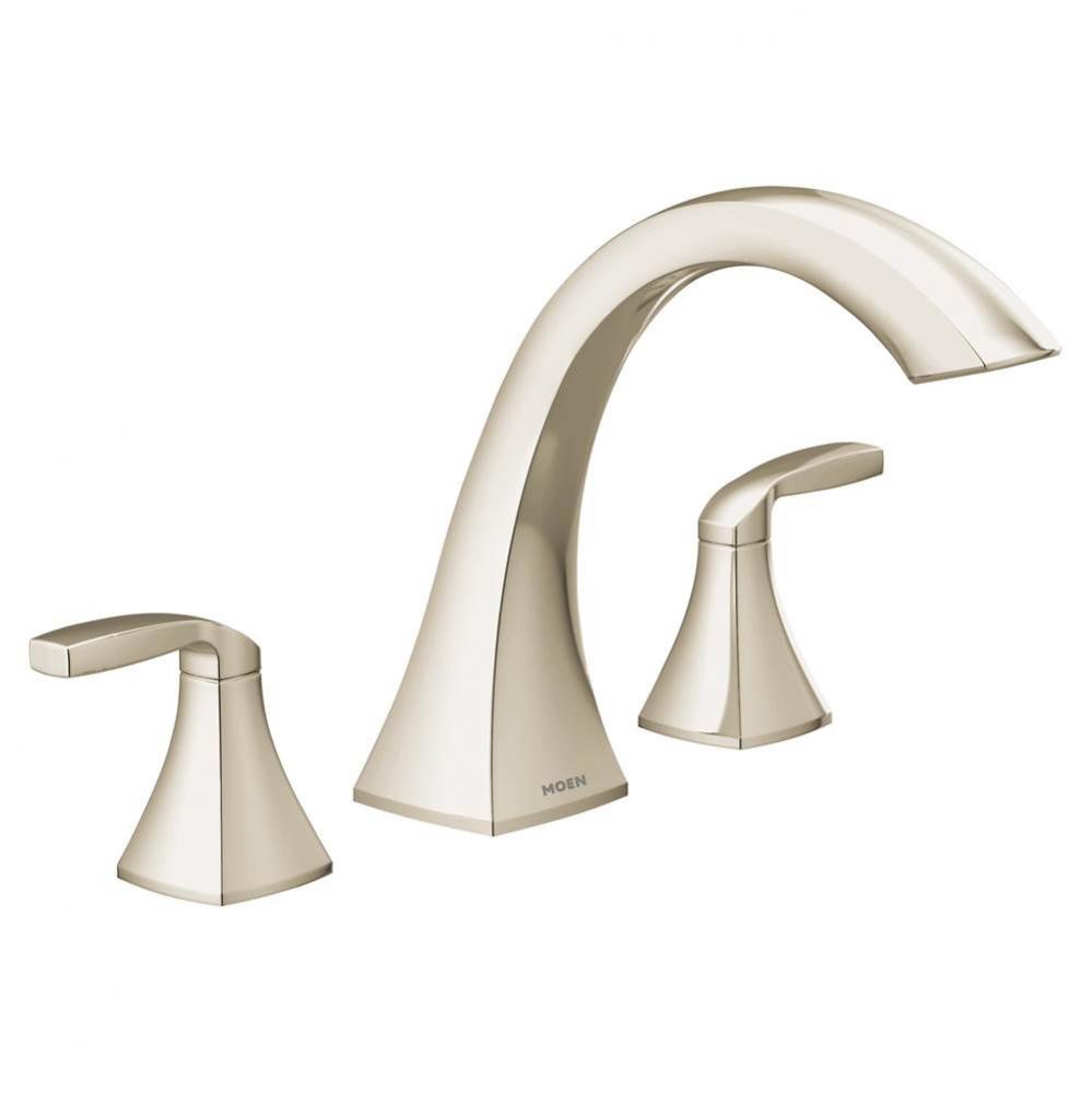 Voss 2-Handle Deck-Mount High-Arc Roman Tub Faucet Trim Kit in Polished Nickel (Valve Sold Separat