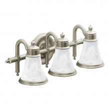 Moen YB9863BN - Waterhill 3-Light Dual-Mount Bath Bathroom Vanity Fixture with Frosted Glass, Brushed Nickel