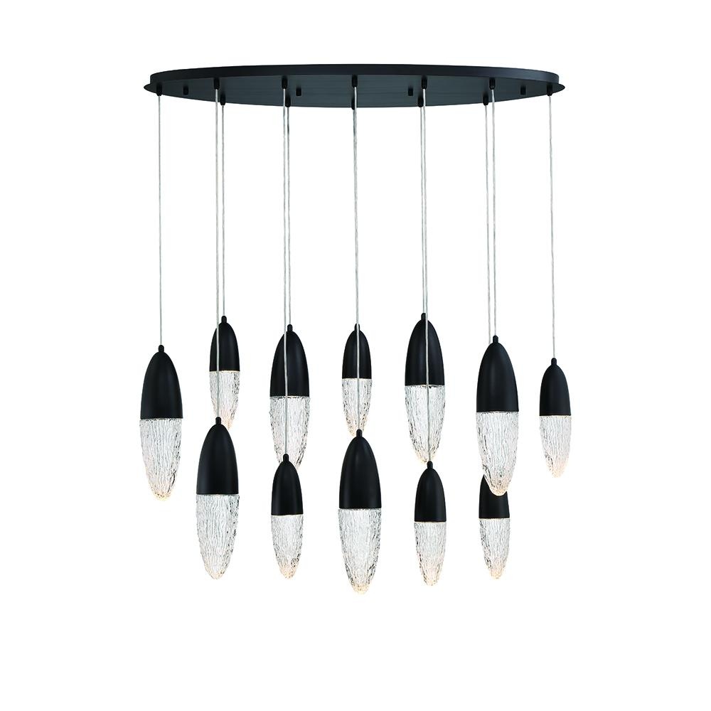 ECROU,12LT OVAL CHANDELIER,BLK