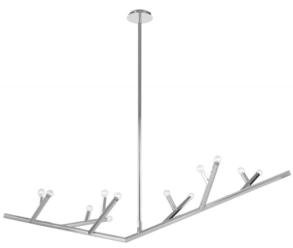 The Oaks Polished Nickel Linear 12 Light Chandelier